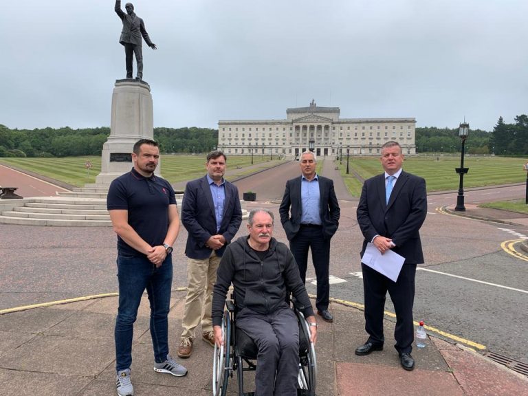 Man left paralysed in loyalist gun attack hand delivers legal letter to Secretary of State on injured pension
